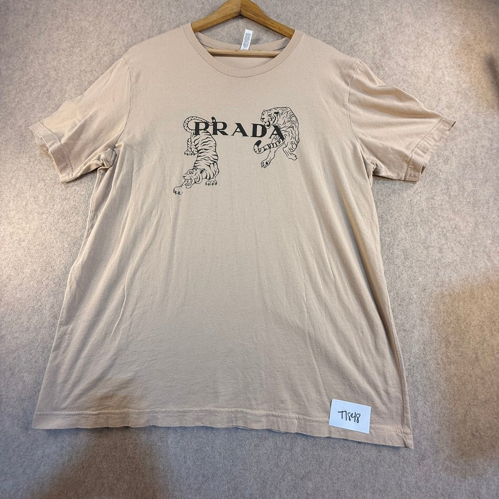 Bella+Canvas Prada Tiger Graphic Tee Tan Mens XL Short Sleeve T-Shirt